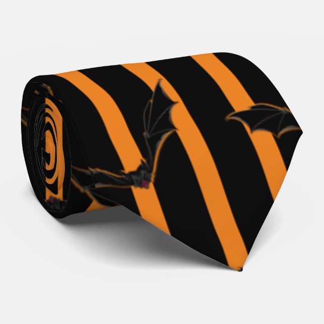 Halloween-ränder och fladdermöss slips (Rullad)