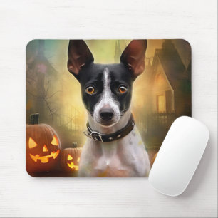 Halloween Rått Terrier Med Pumpa Skräckinjagande Musmatta