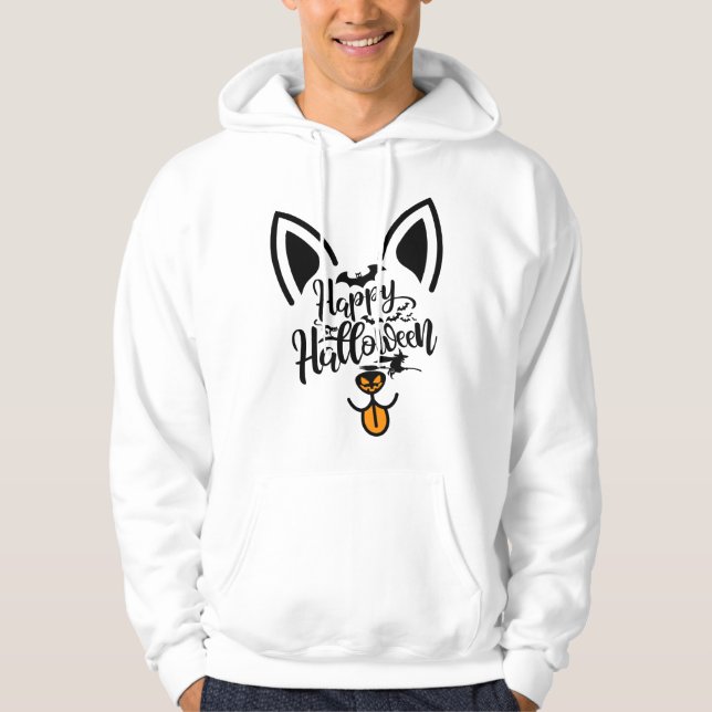 Halloween råtta skräcker hund hoodie (Framsida)