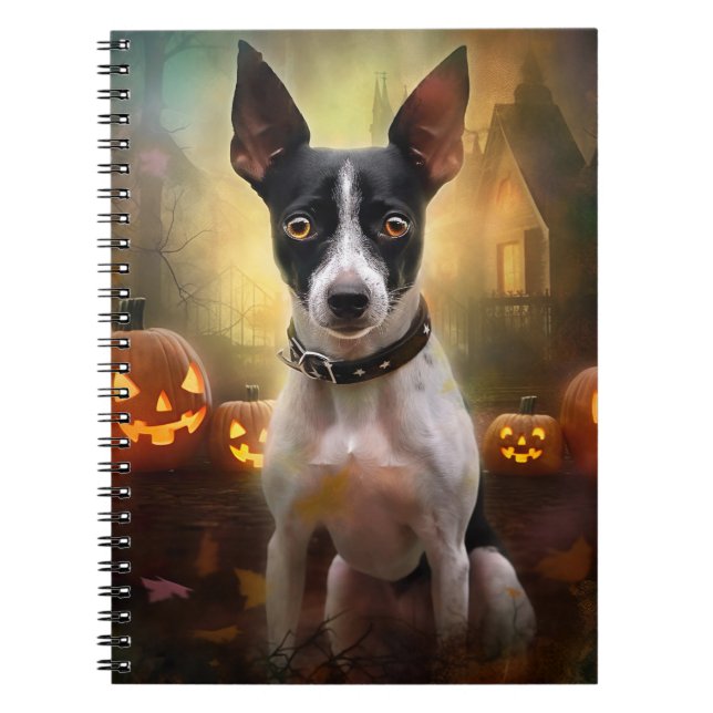 Halloween Råtta Terrier med pumpkins Scary Anteckningsbok (Framsidan)