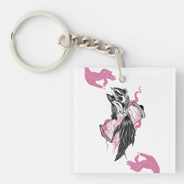Halloween Raven Acrylic Keychain &Potion Flaskor (Framsidan)