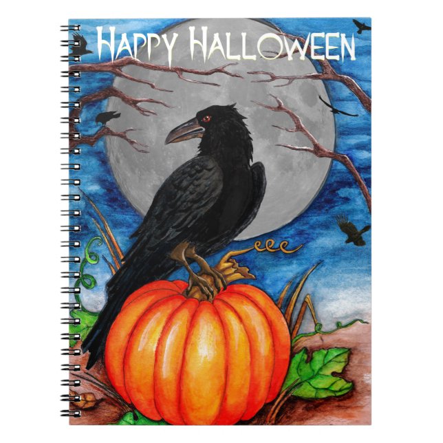 Halloween Raven Anteckningsbok Med Spiral (Framsidan)