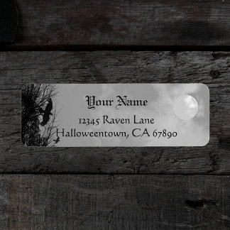 Halloween Raven Himlar Anpassningsbar Return-adres Returadress Etikett