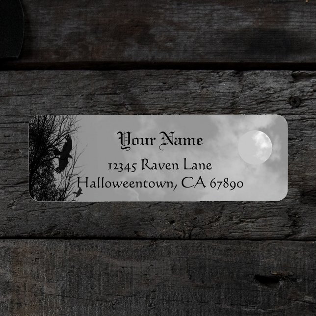 Halloween Raven Himlar Anpassningsbar Return-adres Returadress Etikett (Skapare uppladdad)
