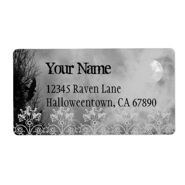 Halloween Raven Himlar Black Anpassningsbar Large  Fraktsedel (Framsidan)