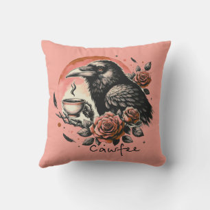 Halloween Raven Kråka Coffee Ro Rosa Orange Kudde