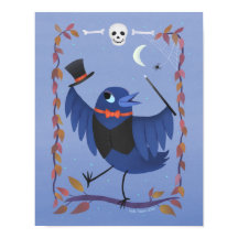 Halloween Raven Kråka Måne Art Skriv ut