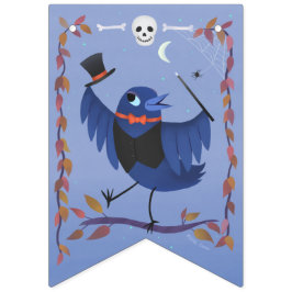 Halloween Raven Kråka Måne Blue Vimplar