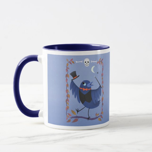 Halloween Raven Kråka Måne Magic Blue Mugg (Vänster)