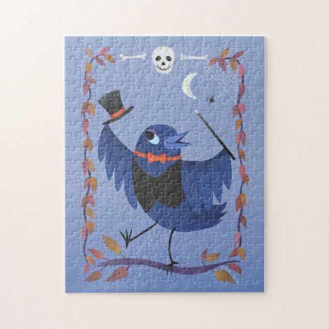 Halloween Raven Kråka Måne Magic Pussel (Vertikal)
