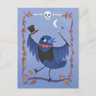 Halloween Raven Kråka Måne Magic Vykort