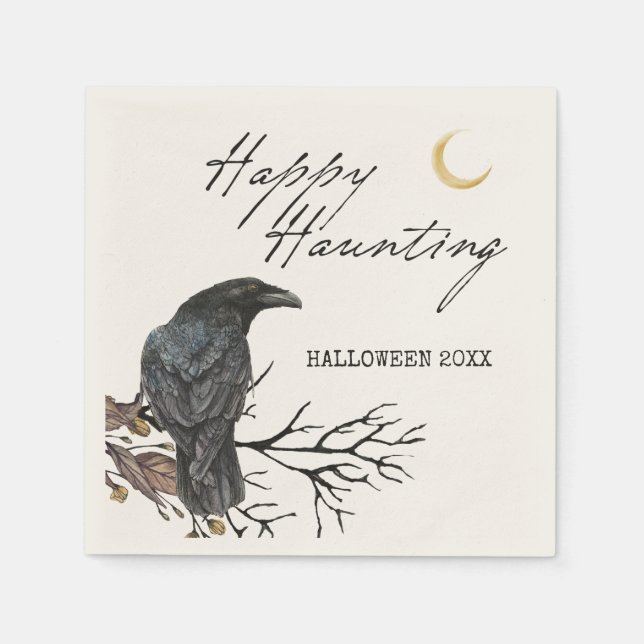 Halloween Raven Lycklig Haunting Pappersservett (Framsidan)