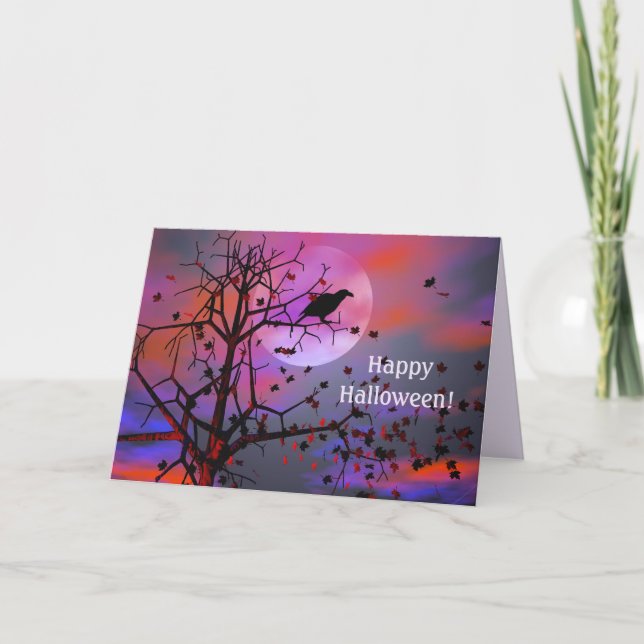Halloween Raven Night Kort (Framsida)