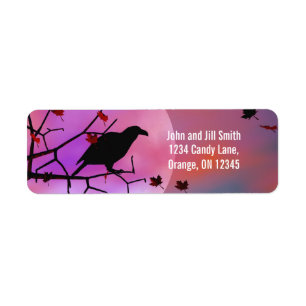 Halloween Raven Night Returadress Etikett