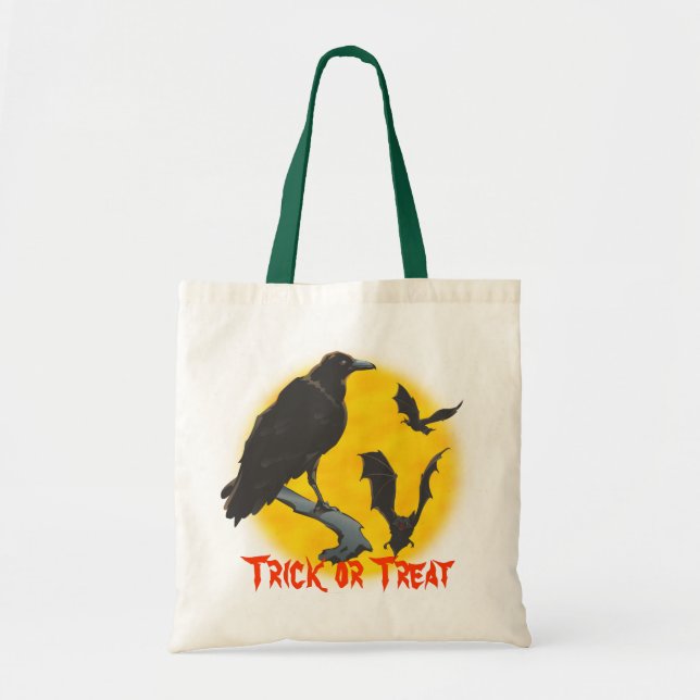 Halloween Raven och Fladdermus Bag Tygkasse (Framsidan)