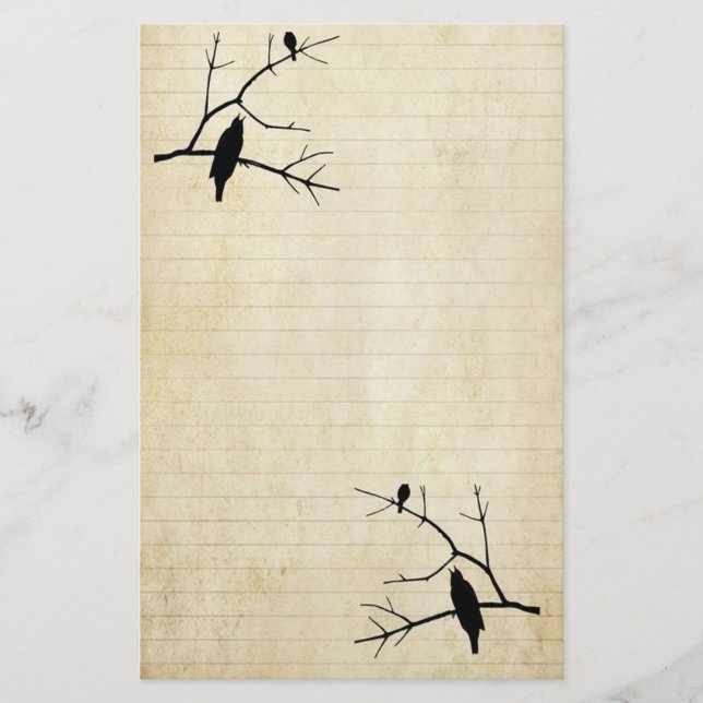 Halloween Raven och Uggla Old Papper Stationary (Framsida)