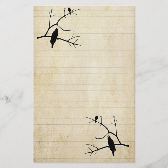 Halloween Raven och Uggla Old Papper Stationary (Framsida)