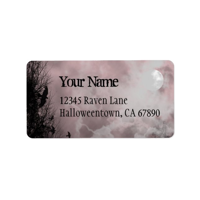 Halloween Raven Red Himlar Anpassningsbar Address  Adressetikett (Framsidan)