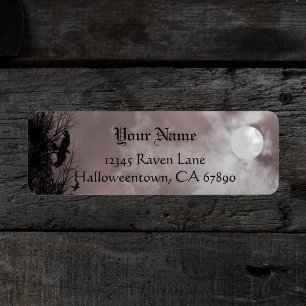 Halloween Raven Red Himlar Anpassningsbar Address Returadress Etikett