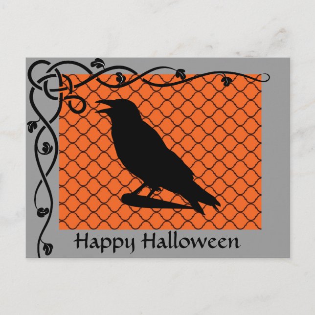 Halloween Raven Silhouette-vykort Vykort (Framsida)