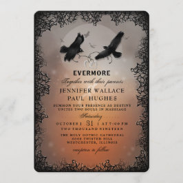 Halloween Ravens and Hearts ANPASSNINGSBAR EDITABL Inbjudningar