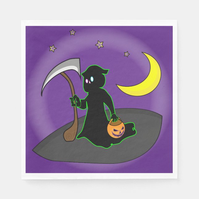 Halloween Reaper, Ax, Måne och Pumpkin Pappersservett (Framsidan)