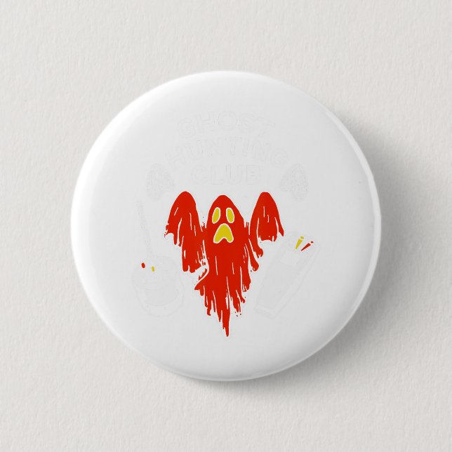 Halloween Red Ghost Hunting Klubb Spooky Hunter Knapp (Framsida)