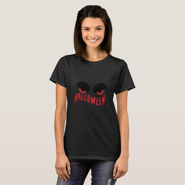 Halloween Red Scary Öga T Shirt (Hel framsida)