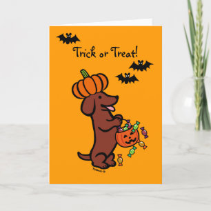 Halloween Red Smooth-styrt Dachshund-kort Kort