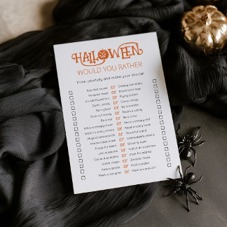 Halloween-redigerbart spelkort "Välj hellre" Inbjudningar
