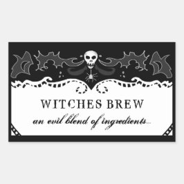 Halloween-rektangulär svartvit etikett - stor