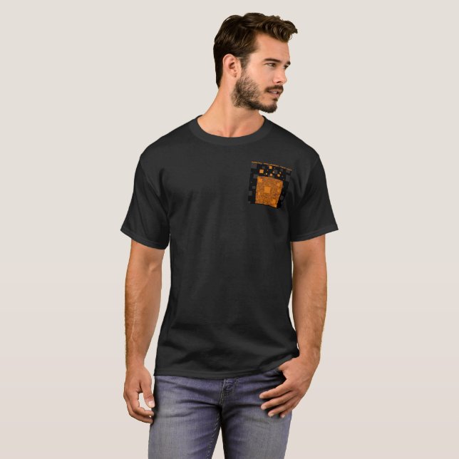 Halloween Resa-ut-Orange Black Grått Squares Party T Shirt (Hel framsida)