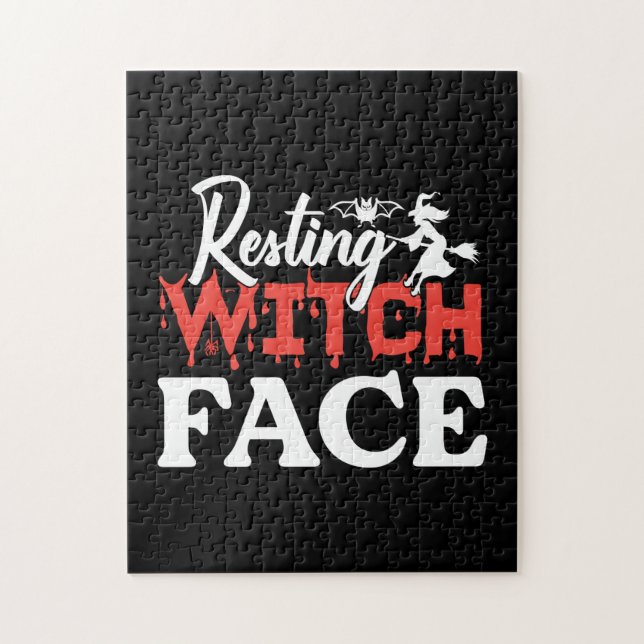 Halloween Resting Witch Facce Birthday Pussel (Vertikal)