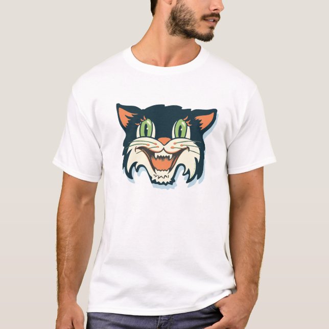 Halloween Retro Black Cat t-shirt (Framsida)