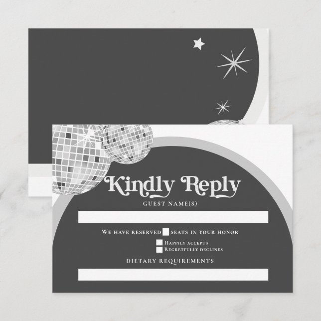 Halloween Retro Black Grått Goth Disco Boll Bröllo OSA Kort (Fram/baksida)