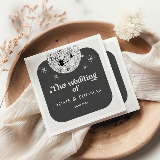 Halloween Retro Disco Spiders & Disco Boll Bröllop Pappersservett (Skapare uppladdad)