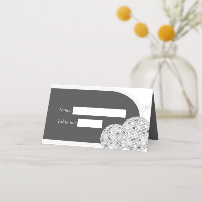 Halloween Retro Disco Spiders & Disco Boll Bröllop Placeringskort (Framsida)