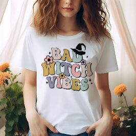 HALLOWEEN RETRO GROOVY BAD WITCH VIBES T SHIRT