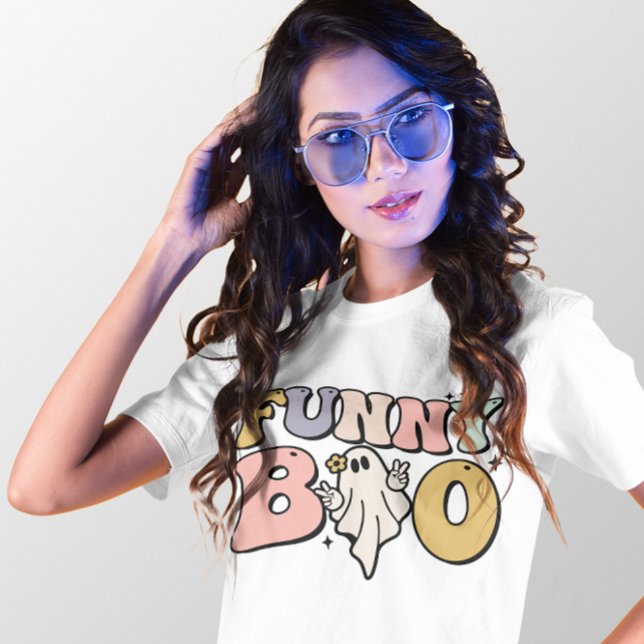 HALLOWEEN RETRO GROOVY FUNNY BOO GHOST T SHIRT (Skapare uppladdad)