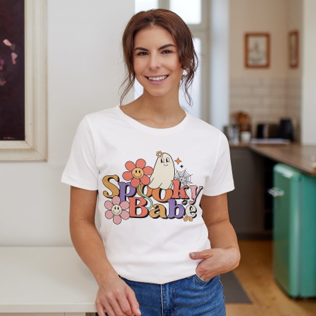 HALLOWEEN RETRO GROOVY SPOOKY BABE GHOST T SHIRT (Skapare uppladdad)