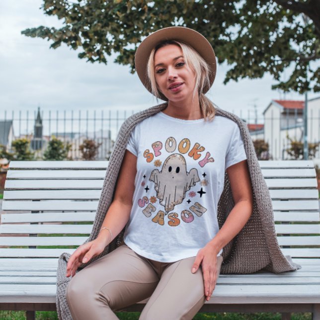 HALLOWEEN RETRO GROOVY SPOOKY SEASON GHOST 👻 T SHIRT (Skapare uppladdad)