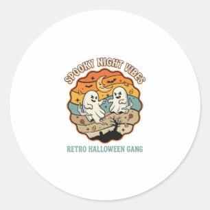 Halloween Retro Spök Natt Runt Klistermärke