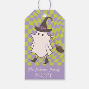 Halloween Retro Spökhäxa Presentetikett