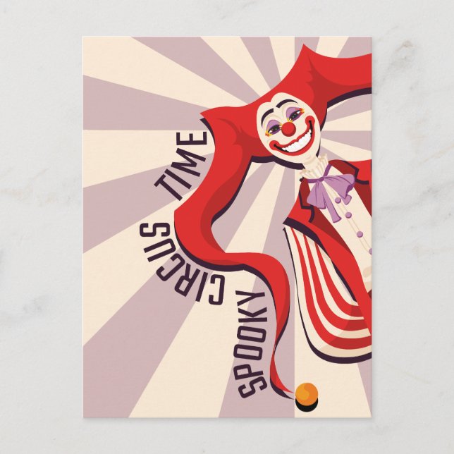 Halloween Retro Spooky Clown Colorful Funny Circus Vykort (Framsida)