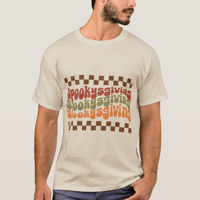 Halloween Retro Vibes | Spookysgiving T Shirt (Framsida)