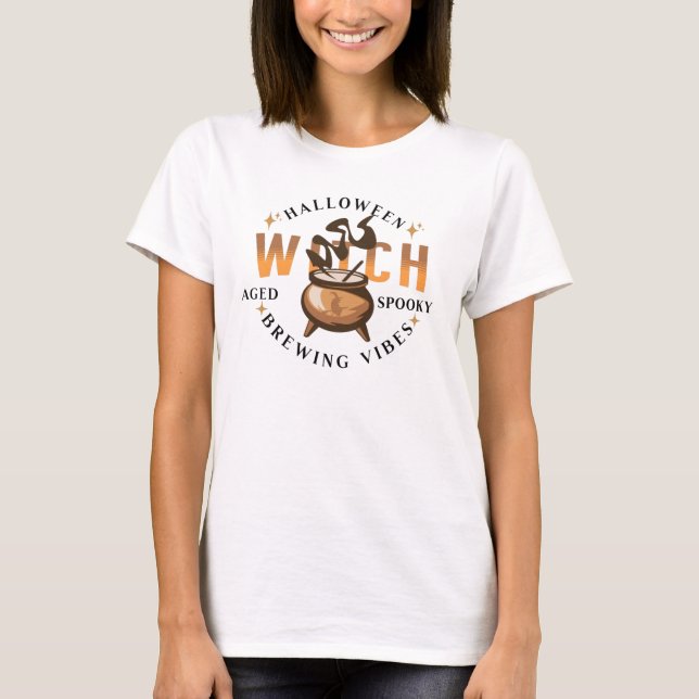 Halloween Retro Witch Brewing T Shirt (Framsida)
