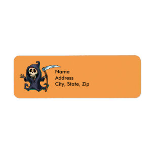Halloween-returadressetikett - Grim Reaper Returadress Etikett