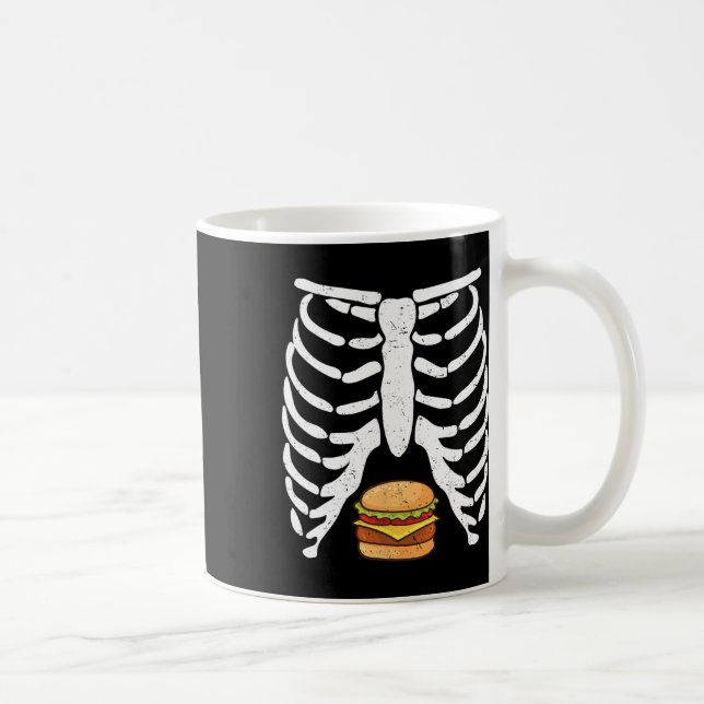 Halloween Rib Cage Cheeseburger Älskare Skeleton R Kaffemugg (Höger)
