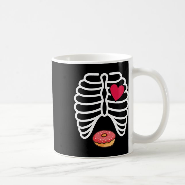 Halloween Rib Cage Donut Älskare Skeleton Funny Wo Kaffemugg (Höger)