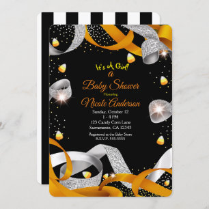 Halloween Ribbon & Candy corn Baby Shower Inbjudningar